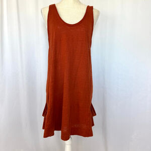 Eileen Fisher Medium Linen Burnt Orange Oversized Racerback Tank Top Dress